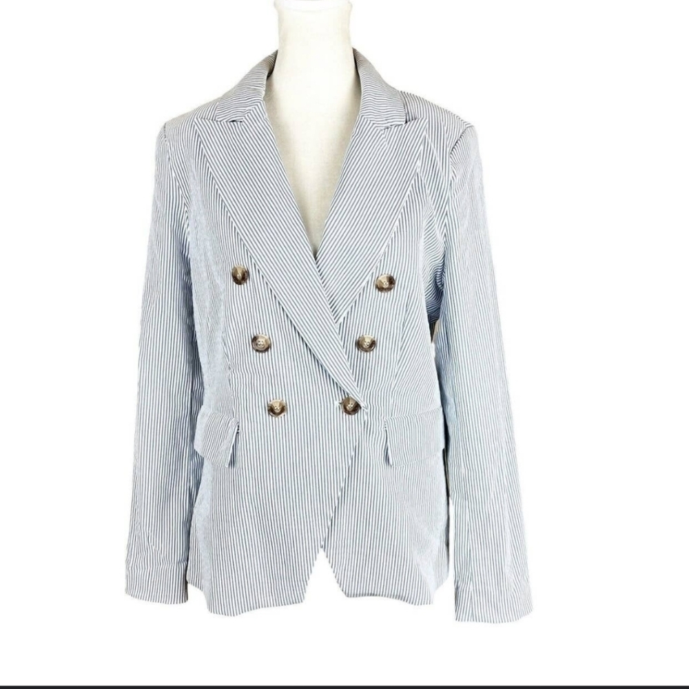 Joie double breasted striped Blazer flap pockets